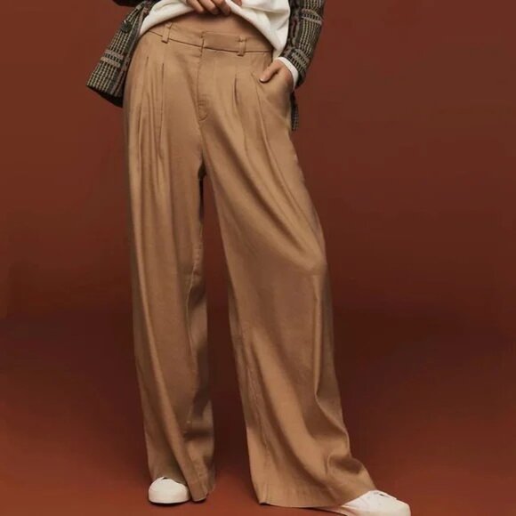 Anthropologie The Avery Pleated Wide-Leg Trousers MEDIUM Maeve Linen Edition - Picture 2 of 15